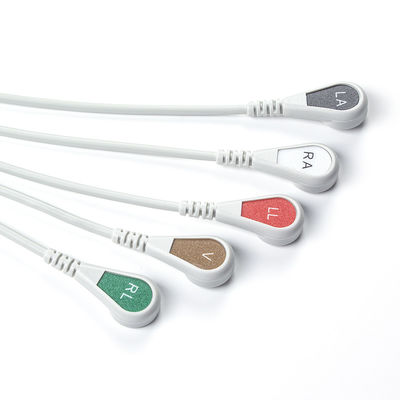 ধূসর সামঞ্জস্যপূর্ণ IVY 5Lead EKG ক্যাবল AHA স্ন্যাপ 1m 3.0 ব্যাসার্ধ