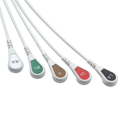 ধূসর সামঞ্জস্যপূর্ণ IVY 5Lead EKG ক্যাবল AHA স্ন্যাপ 1m 3.0 ব্যাসার্ধ