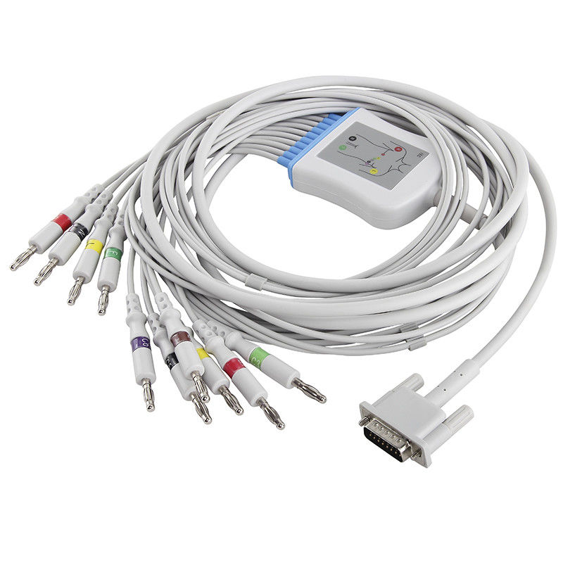 P-hilips HP EKG কেবল M2461A M3702C 989803175901 EKG কেবল এবং লিডওয়্যারস 15 পিন IEC কলা 4.0
