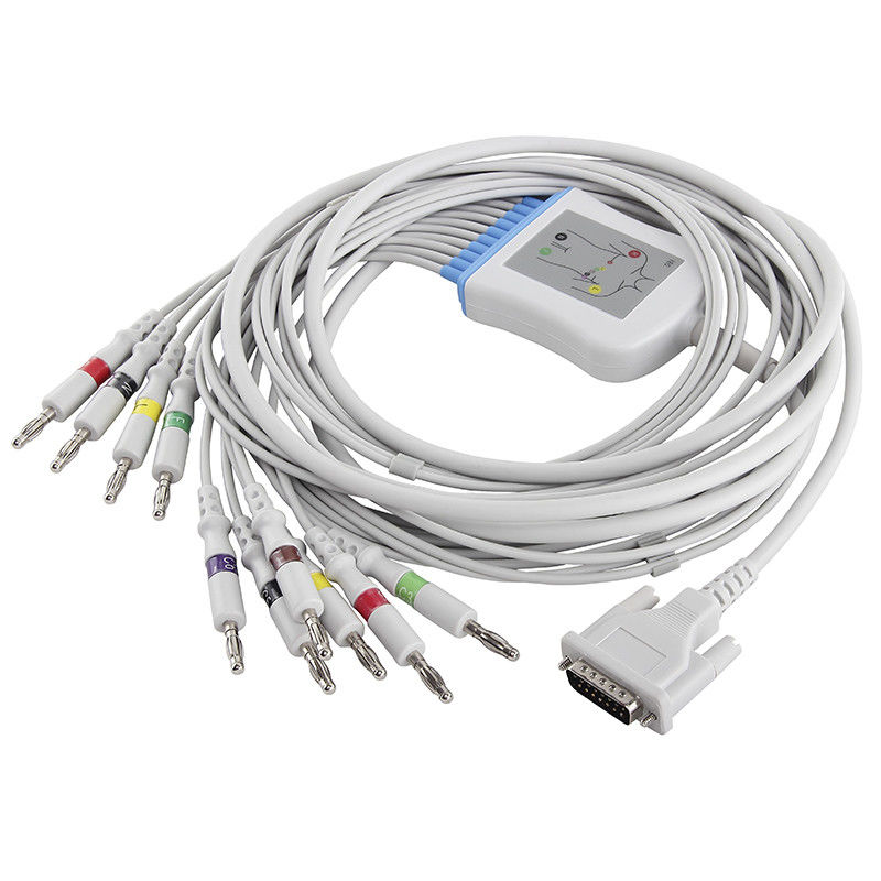শিলার EKG কেবল AT1 CS200 2.400095 2.400071E 2.400071S EKG কেবল এবং লিডওয়্যারস 15 পিন IEC কলা 4.0