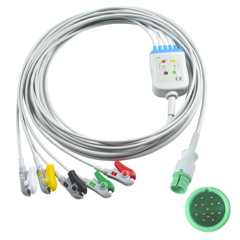 Promed PM-12 PM-12C PM-12D ইসিজি ক্যাবল এবং লিডওয়্যার 14 পিন সংযোগকারী ইসিজি ক্যাবল 3 লিড আইইসি স্ন্যাপ