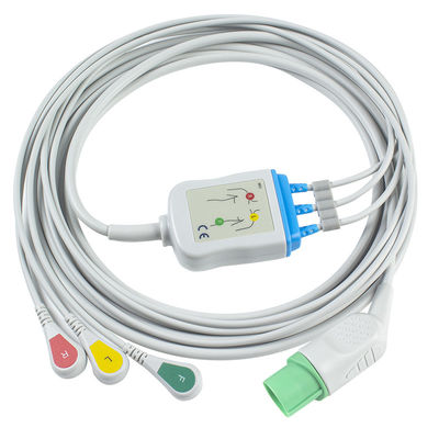 Mindray ডেটাস্কোপ 040-000966-00 EA6232A ECG কেবল এবং Leadwires 12pin সংযোগকারী ECG কেবল 3 লিড IEC স্ন্যাপ