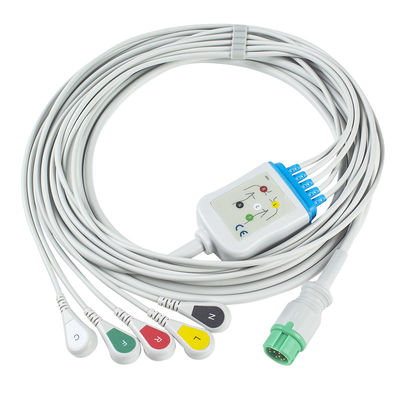 Mindray ডেটাস্কোপ 040-000963-00 EA6252B ECG কেবল এবং লিডওয়্যার 12pin সংযোগকারী ECG কেবল 5 লিড IEC স্ন্যাপ