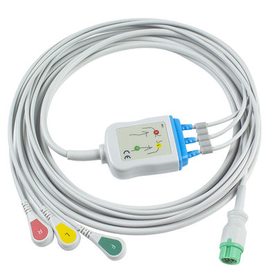 নিহন কোহডেন ইসিজি কেবল এবং লিডওয়্যারস CB-72353P 11pin OEC-6102A সংযোগকারী ECG কেবল 3 লিড আইইসি স্ন্যাপ